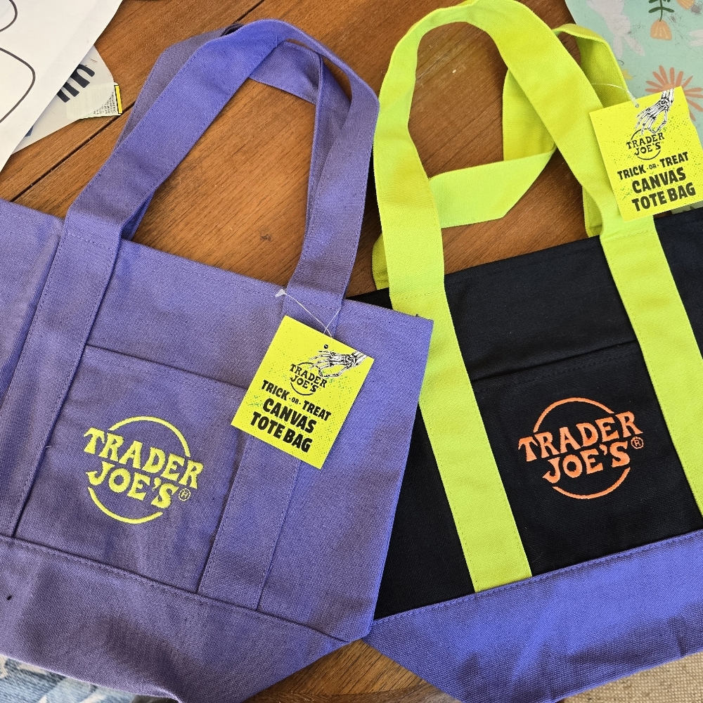 Trader Joe's Canvas Tote Bags - Purple and Black